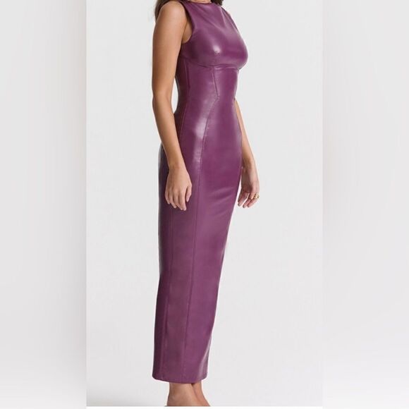 House of CB Sahara Maxi Faux Leather Sheath Dress - Size small NWT $285 - Picture 7 of 11